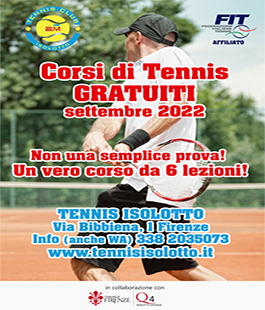 Corsi gratuiti di tennis al Quartiere 4 nell'impianto sportivo di via Bibbiena
