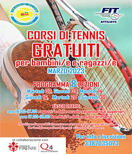 Tennis Isolotto: corsi gratuiti per bambini/e e ragazzi/e nel Quartiere 4 di Firenze