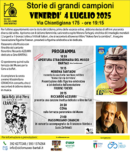 Storie di grandi campioni e musica al Museo del Ciclismo Gino Bartali