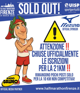 Half Marathon Firenze 2026: iscrizioni chiuse per la mezza maratona competitiva