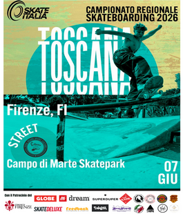 Campionato Regionale Skateboarding 2026 allo Skatepark di Campo di Marte a Firenze