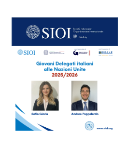 SIOI: Sofia Gioria e Andrea Pappalardo nuovi giovani delegati d'Italia alle Nazioni Unite