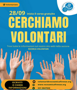 Voce Amica Firenze cerca nuovi volontari, corso gratuito in partenza a settembre