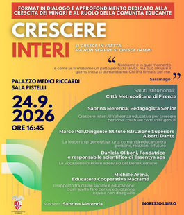 "Crescere interi", incontro su minori e comunit&agrave; educante al Palazzo Medici Riccardi di Firenze