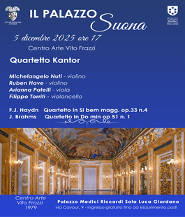 "Il Palazzo Suona": Quartetto Kantor in concerto al Palazzo Medici Riccardi di Firenze