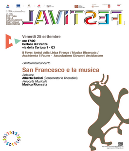 Associazioni Culturali Fiorentine: appuntamenti su San Francesco tra musica, parola e teatro
