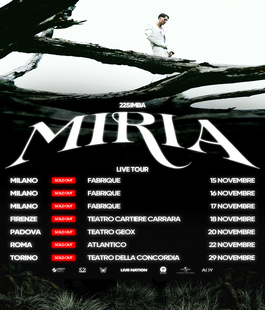 "Miria", sold out il concerto di 22Simba il 18 novembre al Teatro Cartiere Carrara di Firenze