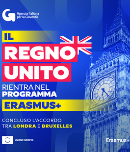 Agenzia Italiana per la Giovent&ugrave;: Regno Unito nel Programma Erasmus+ dal 2027