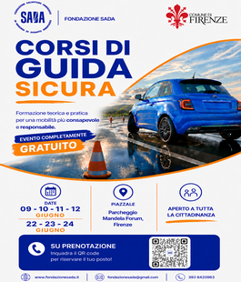 Fondazione SADA: corsi gratuiti di guida sicura per giovani a Firenze in piazza Berlinguer