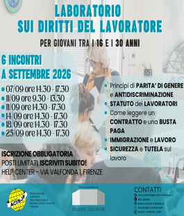 ACISJF Firenze: laboratorio gratuito sui diritti e doveri del lavoratore per giovani under 30