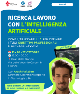 "Ricerca lavoro con l'intelligenza artificiale", il ciclo di incontri di Informagiovani Firenze