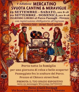 "Svuota la cantina", il mercatino nel weekend al Parco d'Arte Enzo Pazzagli di Firenze